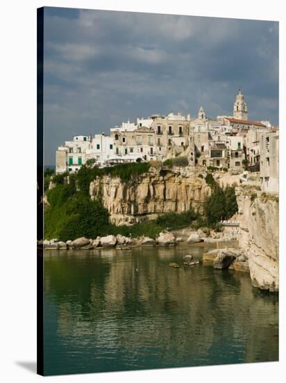 Town View from Punta San Francesco, Vieste, Promontorio del Gargano, Puglia, Italy-Walter Bibikow-Stretched Canvas