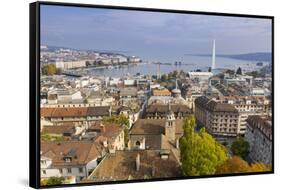 Town view from St. Peter's Cathedral, Geneva, Switzerland, Europe-John Guidi-Framed Stretched Canvas