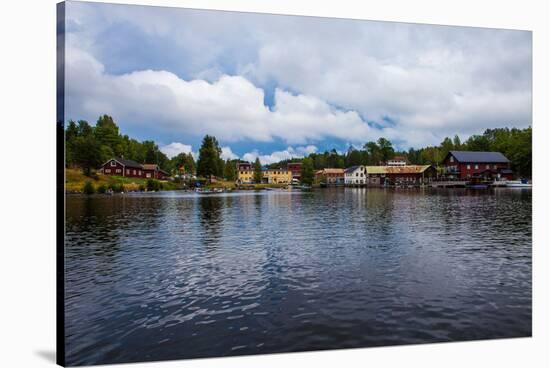 Town view, Gustavsfors, on Lelång Lake, Dalsland, Sweden-Andrea Lang-Stretched Canvas