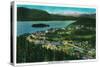 Town View of Cordova, Alaska - Cordova, AK-Lantern Press-Stretched Canvas