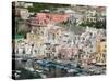 Town View of Corricella Port, Procida Corricella, Bay of Naples, Campania, Italy-Walter Bibikow-Stretched Canvas