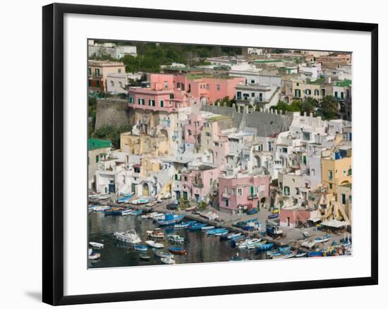 Town View of Corricella Port, Procida Corricella, Bay of Naples, Campania, Italy-Walter Bibikow-Framed Photographic Print