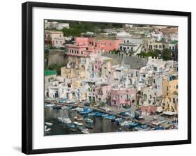 Town View of Corricella Port, Procida Corricella, Bay of Naples, Campania, Italy-Walter Bibikow-Framed Photographic Print