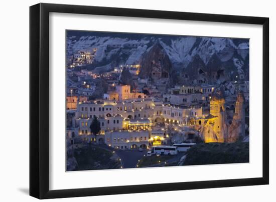 Town View of Gšreme at Night, Cappadocia, Anatolia, Turkey-Rainer Mirau-Framed Photographic Print