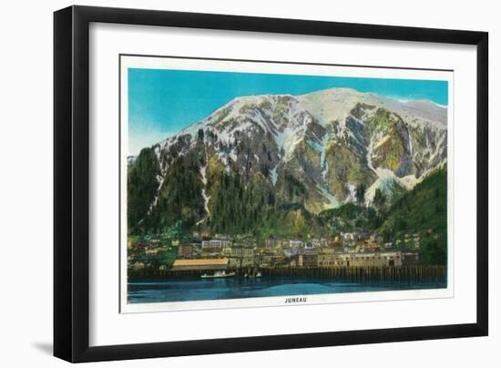 Town View of Juneau, Alaska - Juneau, AK-Lantern Press-Framed Art Print