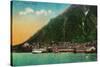 Town View of Juneau, Alaska - Juneau, AK-Lantern Press-Stretched Canvas