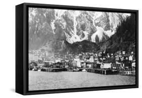 Town View of Juneau, Alaska Photograph - Juneau, AK-Lantern Press-Framed Stretched Canvas