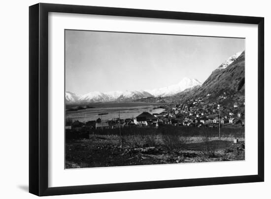 Town View of Kodiak, Alaska Photograph - Kodiak, AK-Lantern Press-Framed Art Print