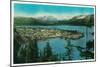 Town View of Seward, Alaska - Seward, AK-Lantern Press-Mounted Art Print