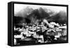 Town View of Sitka, Alaska with Pyramid Mountains Photograph - Sitka, AK-Lantern Press-Framed Stretched Canvas