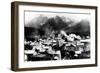 Town View of Sitka, Alaska with Pyramid Mountains Photograph - Sitka, AK-Lantern Press-Framed Art Print