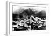 Town View of Sitka, Alaska with Pyramid Mountains Photograph - Sitka, AK-Lantern Press-Framed Art Print