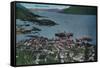 Town View of Wrangell, Alaska - Wrangell, AK-Lantern Press-Framed Stretched Canvas