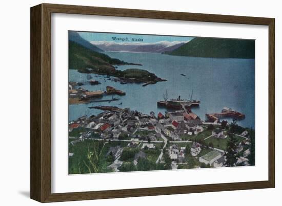 Town View of Wrangell, Alaska - Wrangell, AK-Lantern Press-Framed Art Print