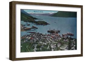 Town View of Wrangell, Alaska - Wrangell, AK-Lantern Press-Framed Art Print