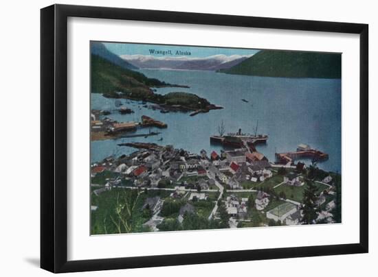 Town View of Wrangell, Alaska - Wrangell, AK-Lantern Press-Framed Art Print