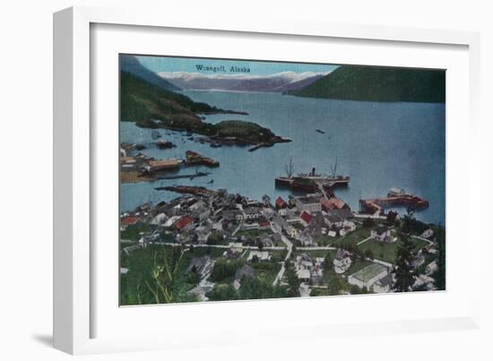 Town View of Wrangell, Alaska - Wrangell, AK-Lantern Press-Framed Art Print