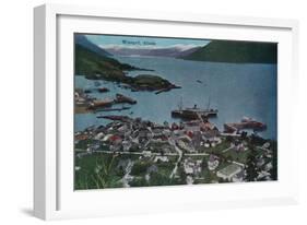 Town View of Wrangell, Alaska - Wrangell, AK-Lantern Press-Framed Art Print