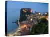 Town View with Castello Ruffo, Scilla, Calabria, Italy-Walter Bibikow-Stretched Canvas