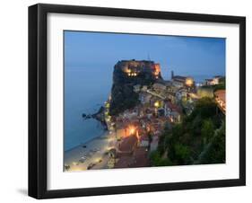 Town View with Castello Ruffo, Scilla, Calabria, Italy-Walter Bibikow-Framed Premium Photographic Print