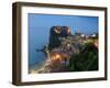 Town View with Castello Ruffo, Scilla, Calabria, Italy-Walter Bibikow-Framed Photographic Print