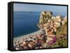 Town View With Castello Ruffo, Scilla, Calabria, Italy-Peter Adams-Framed Stretched Canvas