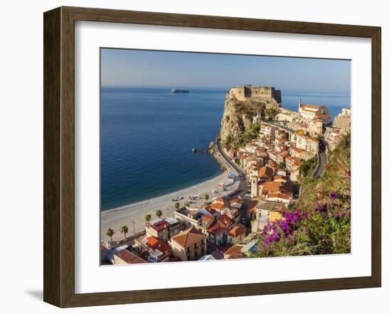 Town View With Castello Ruffo, Scilla, Calabria, Italy-Peter Adams-Framed Photographic Print