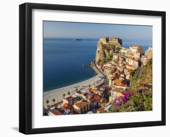 Town View With Castello Ruffo, Scilla, Calabria, Italy-Peter Adams-Framed Photographic Print