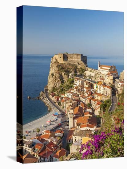 Town View With Castello Ruffo, Scilla, Calabria, Italy-Peter Adams-Stretched Canvas