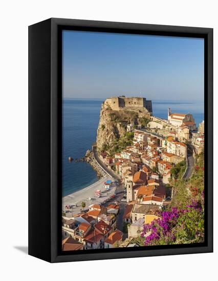 Town View With Castello Ruffo, Scilla, Calabria, Italy-Peter Adams-Framed Stretched Canvas