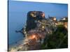 Town View with Castello Ruffo, Scilla, Calabria, Italy-Walter Bibikow-Stretched Canvas