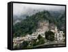 Town View with Fog, Positano, Amalfi Coast, Campania, Italy-Walter Bibikow-Framed Stretched Canvas