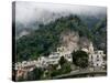 Town View with Fog, Positano, Amalfi Coast, Campania, Italy-Walter Bibikow-Stretched Canvas