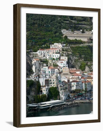 Town View with Harbor, Amalfi, Amalfi Coast, Campania, Italy-Walter Bibikow-Framed Premium Photographic Print