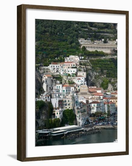 Town View with Harbor, Amalfi, Amalfi Coast, Campania, Italy-Walter Bibikow-Framed Premium Photographic Print