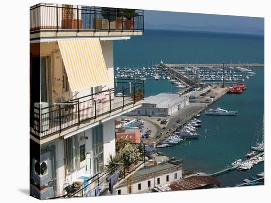 Town View with Port, Salerno, Campania, Italy-Walter Bibikow-Stretched Canvas