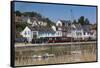 Town View with Tourist Train, Somme Bay, Le Crotoy, Picardy, France-Walter Bibikow-Framed Stretched Canvas