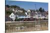 Town View with Tourist Train, Somme Bay, Le Crotoy, Picardy, France-Walter Bibikow-Stretched Canvas