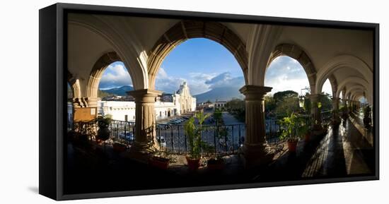 Town Viewed Through from a Palace, Palacio De Los Capitanes Generale, Antigua Guatemala, Guatemala-null-Framed Stretched Canvas