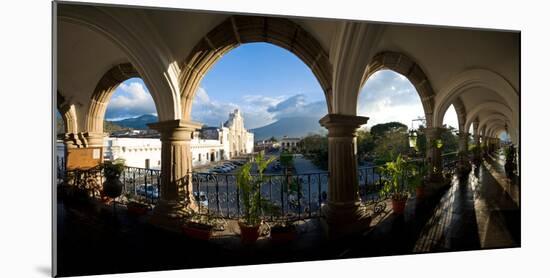 Town Viewed Through from a Palace, Palacio De Los Capitanes Generale, Antigua Guatemala, Guatemala-null-Mounted Photographic Print
