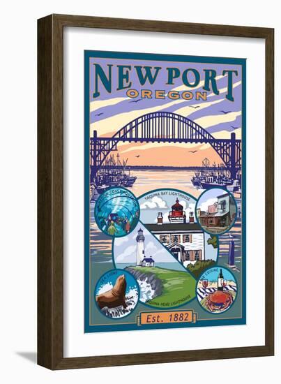 Town Views, Newport, Oregon-Lantern Press-Framed Art Print