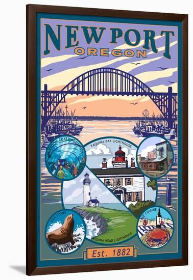 Town Views, Newport, Oregon-Lantern Press-Framed Art Print