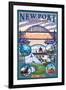 Town Views, Newport, Oregon-Lantern Press-Framed Art Print