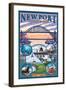 Town Views, Newport, Oregon-Lantern Press-Framed Art Print