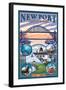 Town Views, Newport, Oregon-Lantern Press-Framed Art Print