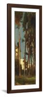 Town with Cypress Trees and Houses-Stefano Ussi-Framed Premium Giclee Print