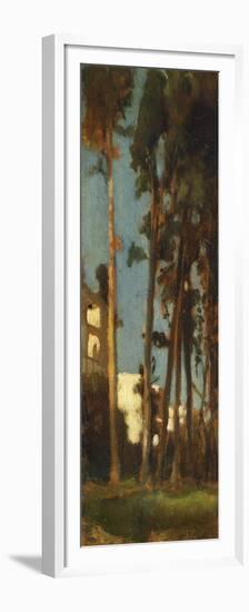 Town with Cypress Trees and Houses-Stefano Ussi-Framed Premium Giclee Print