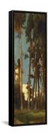 Town with Cypress Trees and Houses-Stefano Ussi-Framed Stretched Canvas