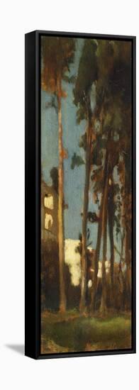 Town with Cypress Trees and Houses-Stefano Ussi-Framed Stretched Canvas