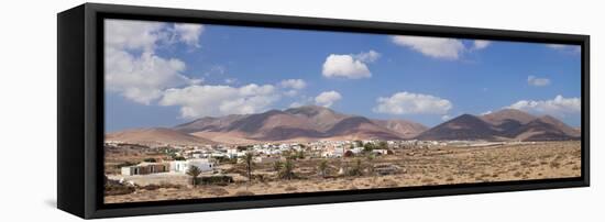 Town with Mountains in the Background, Tunisia, Fuerteventura, Canary Islands, Spain-null-Framed Stretched Canvas